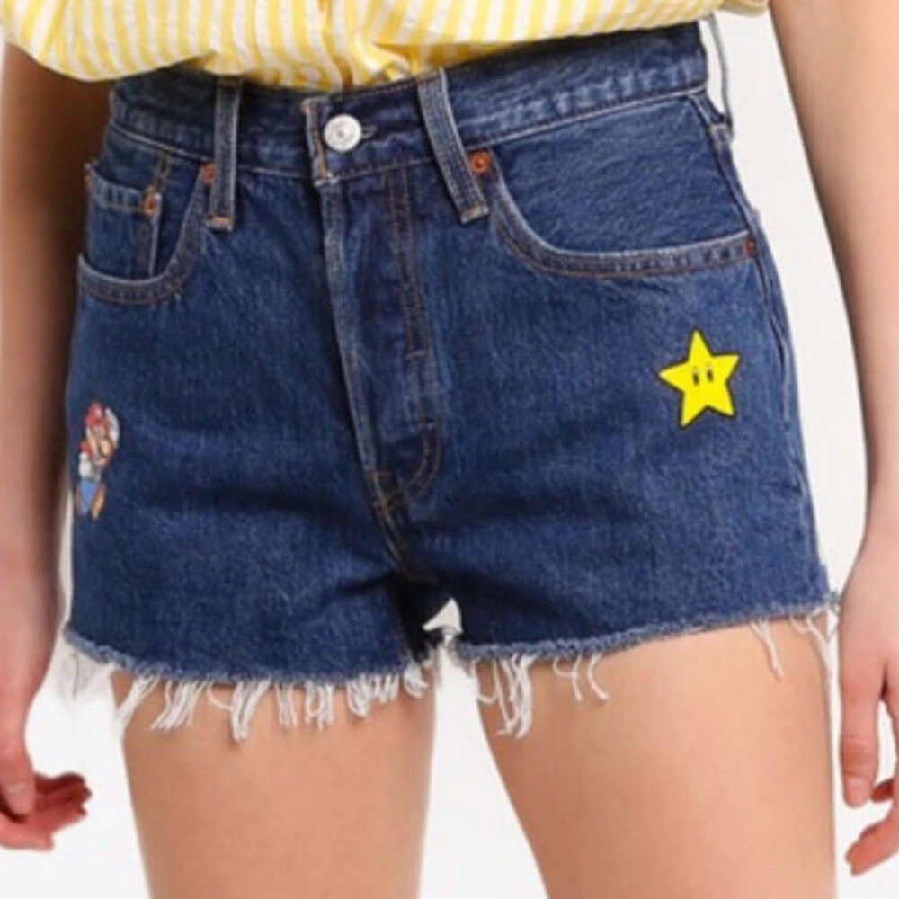 Levi’s X Super Mario Nintendo 501 High Rise Denim Jean Shorts W24
